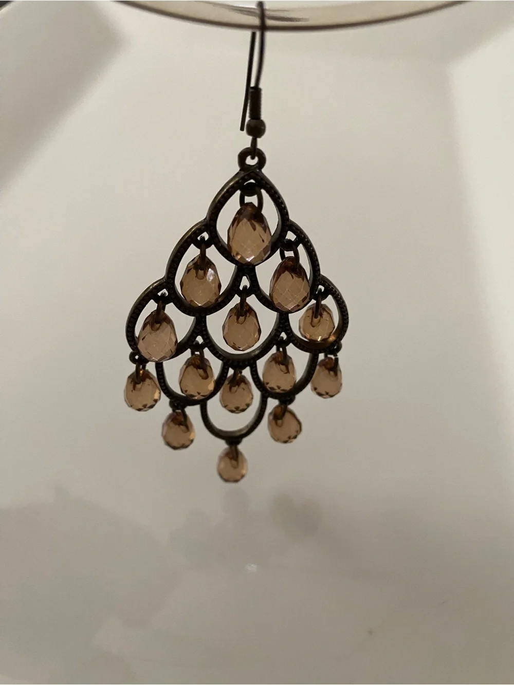 Brown Faceted Bead Chandelier Earrings - Women Jewelry